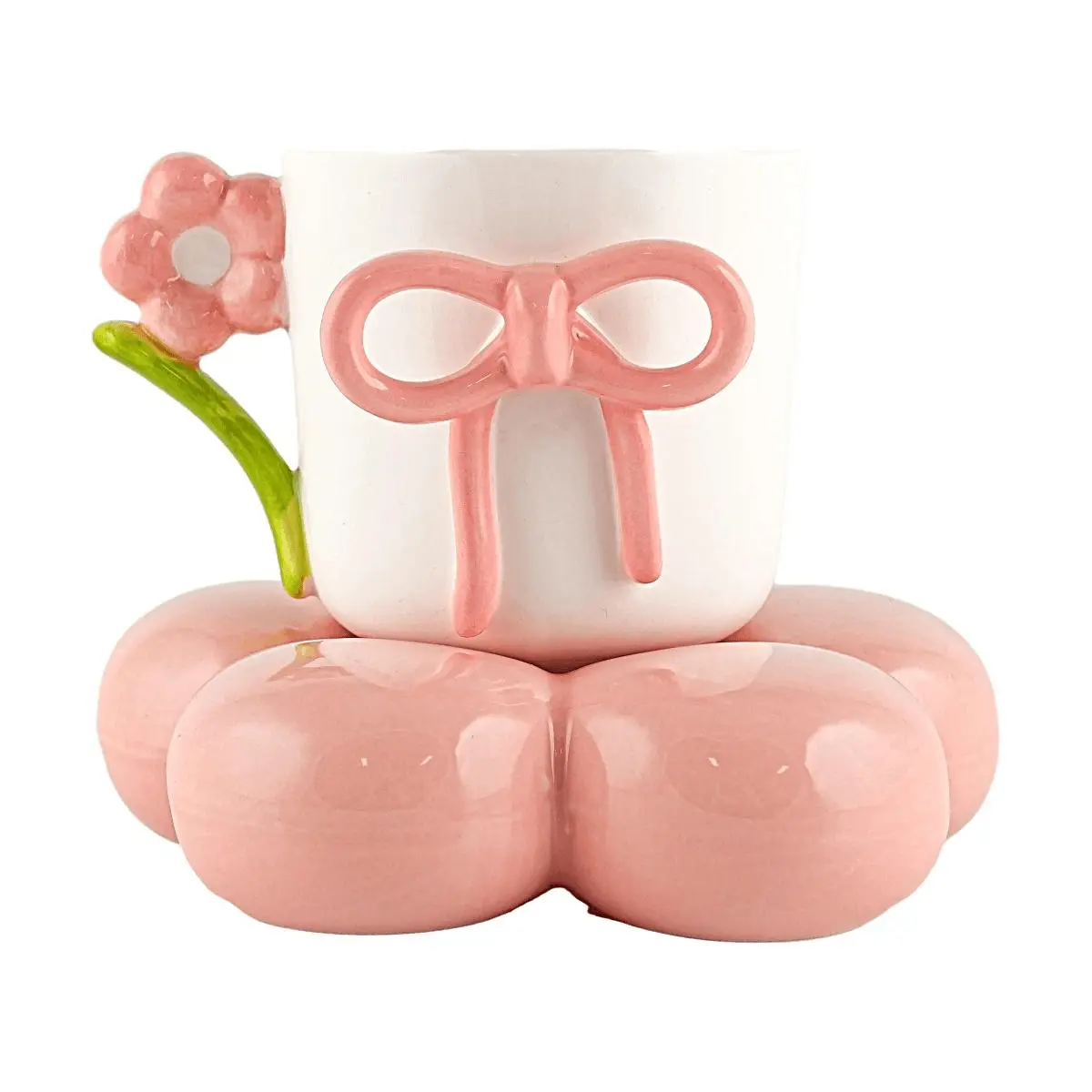 GLAZE STORY Pink Butterfly Bow Ceramic Mug Cup - Cute Coffee Tea Water Cup for Women, Girls, Gift GLAZE STORY Pink Butterfly Bow Ceramic Mug Cup - Cute Coffee Tea Water Cup for Women, Girls, Gift