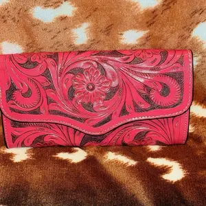 Pink tooled wallet