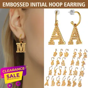 FindChic Initial Dangle Earrings Alphabet 26 Letters A-Z Charm Hoop Drop Earrings For Women Men Girlfriend Boyfriend