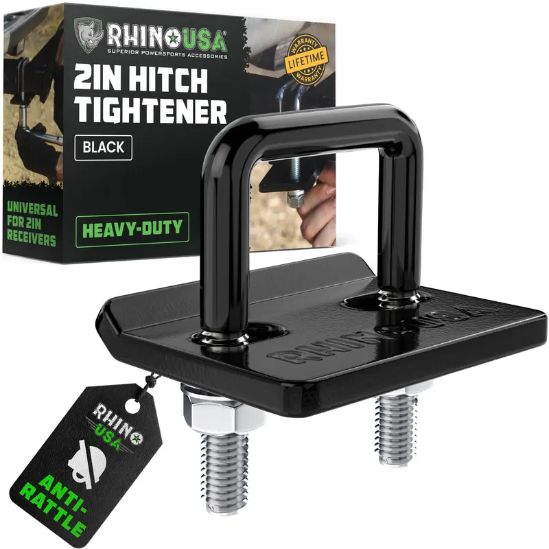 Rhino USA Hitch Tightener Anti-Rattle Clamp - Heavy Duty Steel Stabilizer for 2" and 2.5 inch Hitches - Protective Anti-Rust Coating