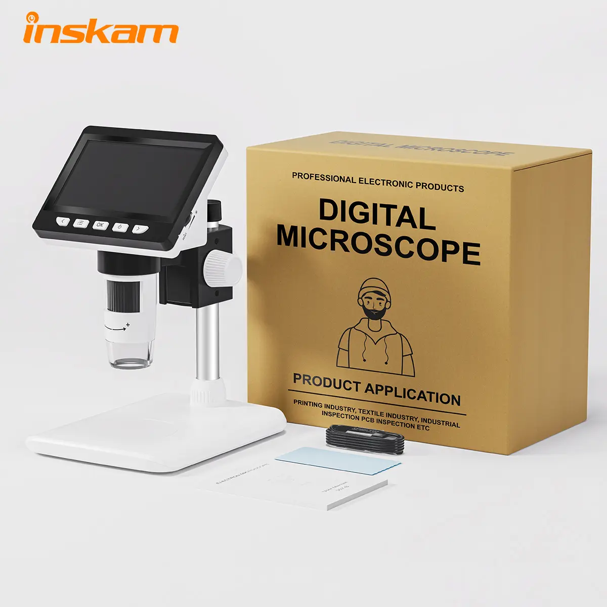 4.3 Inch Coin Microscope, INSKAM 50X-1000X Magnification LCD Digital Microscope with 8 Adjustable LED Lights for Kids and Adults for Coins/Stamps/Plants/Welding work equipment magnifying  glass