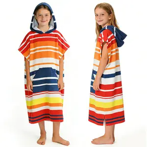 SUN CUBE Kids Towel Changing Swim Robe Surf Poncho, Quick Dry Microfiber Hooded Wearable Blanket for Boys Girls 8-12 Years