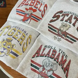 [Sale off 50%] Custom College Retro College Football Mascot Crewneck Sweatshirt Classic Menswear Tops Cotton Sweaters   Sport Fabric Casual Embroidered Hoodie Custom Team Cotton GIft VMP