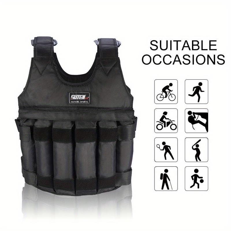 Weighted Vest, Max Loading 110lbs, Adjustable Weight Vest, Fitness Exercise Vest Strength Training Vests Boxing Jacket Workout Equipment for Men Women Sport Running Jogging Workout (with 12 Empty Sandbags, Without Steel Plate Or Sand)