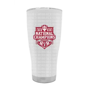 Indiana 30oz White Insulated Stainless Steel Vacuum Flask Tumbler, Go Big Red CFP National Champions