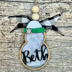 Handmade Snowman shaker ornament with glitter Christmas Decoration