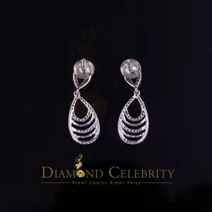 Diamond Celebrity’s 925 Sterling White 0.86ct Silver Cluster Set Dangling Hip Hop Women’s Earrings