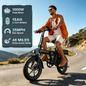 Z1 14" Folding Electric Bike 1000W 48V 15Ah Battery with Dual Disc Brakes and Remote Lock