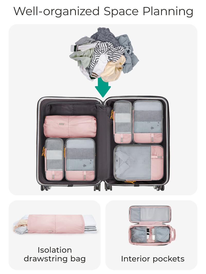 BAGSMART Compression Packing Cubes for Suitcases - 6 Set Travel Organizer Polyester Cubes for Luggage Organization TikTokShopHolidayHaul