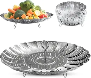 Steamer Basket Stainless Steel Instant Pot Accessories for Food and Vegetable, Zocy Premium Expandable Steam Basket to Fit Various Size Pots Medium (6.1" to 10.2"))