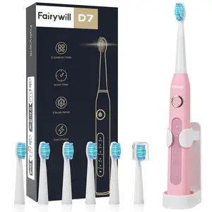 Fairywill Electric Toothbrush for Adults and Kids, Rechargeable Whitening, 6 Brush Heads, 40000 VPM Ultra Cleaning, Smart Timer Adjustable vibrate brush