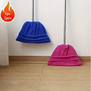 1 Piece Thickened Coral Fleece Broom Cover - Water Absorption Dust Removal, Suitable for Household, Kitchen and Floor Sweeping, Reusable Cleaning Cloth, Polyester Material, Fashionable Sweeping Accessories |   Reusable Cloth Retractable Microfiber Gap Cle