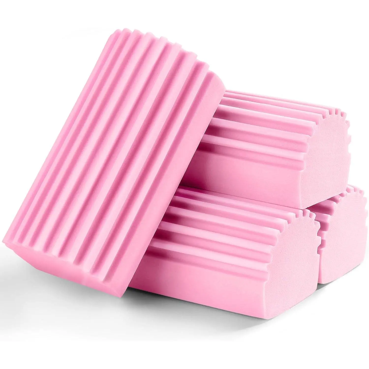 4-Pack Damp Clean Duster Sponge, Sponge Cleaning Brush, Duster for Cleaning Blinds, Glass, Baseboards, Vents, Railings, Mirrors, Window Track Grooves and Faucets Pink Non-Scratch Sponges