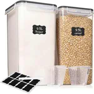 2 PC (9.5L | 321 Oz) Extra Large Airtight Food Storage Containers with Lids, Kitchen and Pantry Organization Plastic Containers for Flour, Rice, Cereal, Pasta, Sugar, Dog Food (Leakproof, BPA-Free)