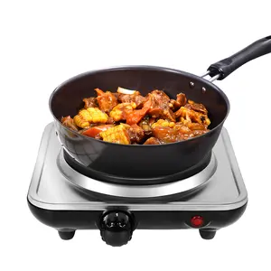 Uten Countertop Single Cast Iron Burner, 1000 Watts Electric Hot Plate, Temperature Controls, Power Indicator Lights, Compact Cooking Stove and Easy to Clean Stainless Steel Base, Black