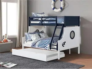 Naples Twin-Over-Full Nautical-Themed Bunk Bed with Sturdy Ladder and Fun Boat Design by Furniture of America