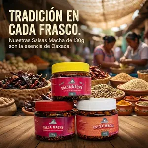 El Mexicanito: 3 Pack Combo Salsa Macha Chili Oil "Traditional,Cranberry And Chapulines" 130G Each
