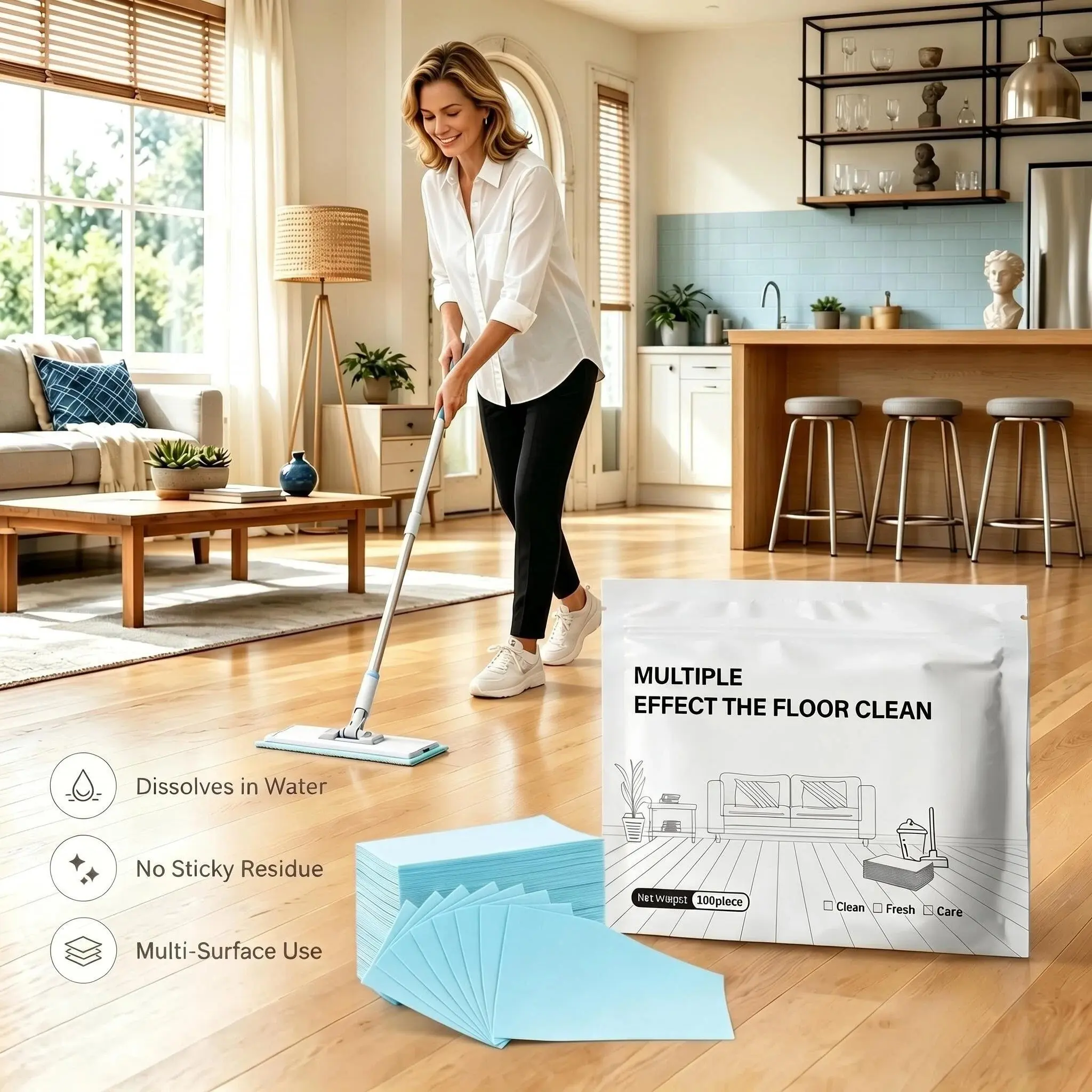100 Piece  Floor Cleaning Tablets Multi-SurfaceCleaner for Hardwood Laminate Tile & RV WallsAntibacterial Deodorization Maintenance