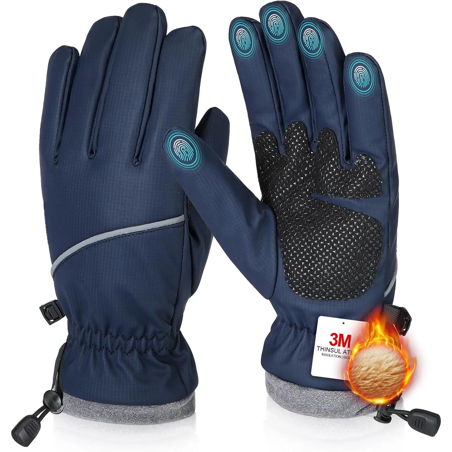 Unisex Winter Thermal Gloves - Waterproof, Wind-Resistant, Fleece-Lined, Polyurethane-Gripped, Touch Screen Compatible for Skiing, Driving, Fishing, Running, Touchscreen Compatible, Hiking, Outdoor Activities, Work, Outdoor Accessories