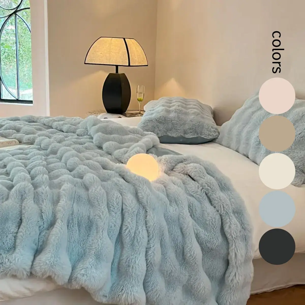 Faux Rabbit Fur Blanket, 1 Count Soft Air-conditioned Room Flannel Throw, Lightweight Warm Nap Blanket for Home & Office, Lightweight Cozy Blanket