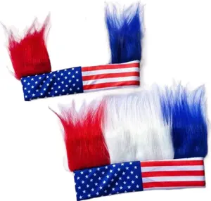 American Flag Fan Wig, Novelty Accessory for Patriotic Events, Festive Party Wear