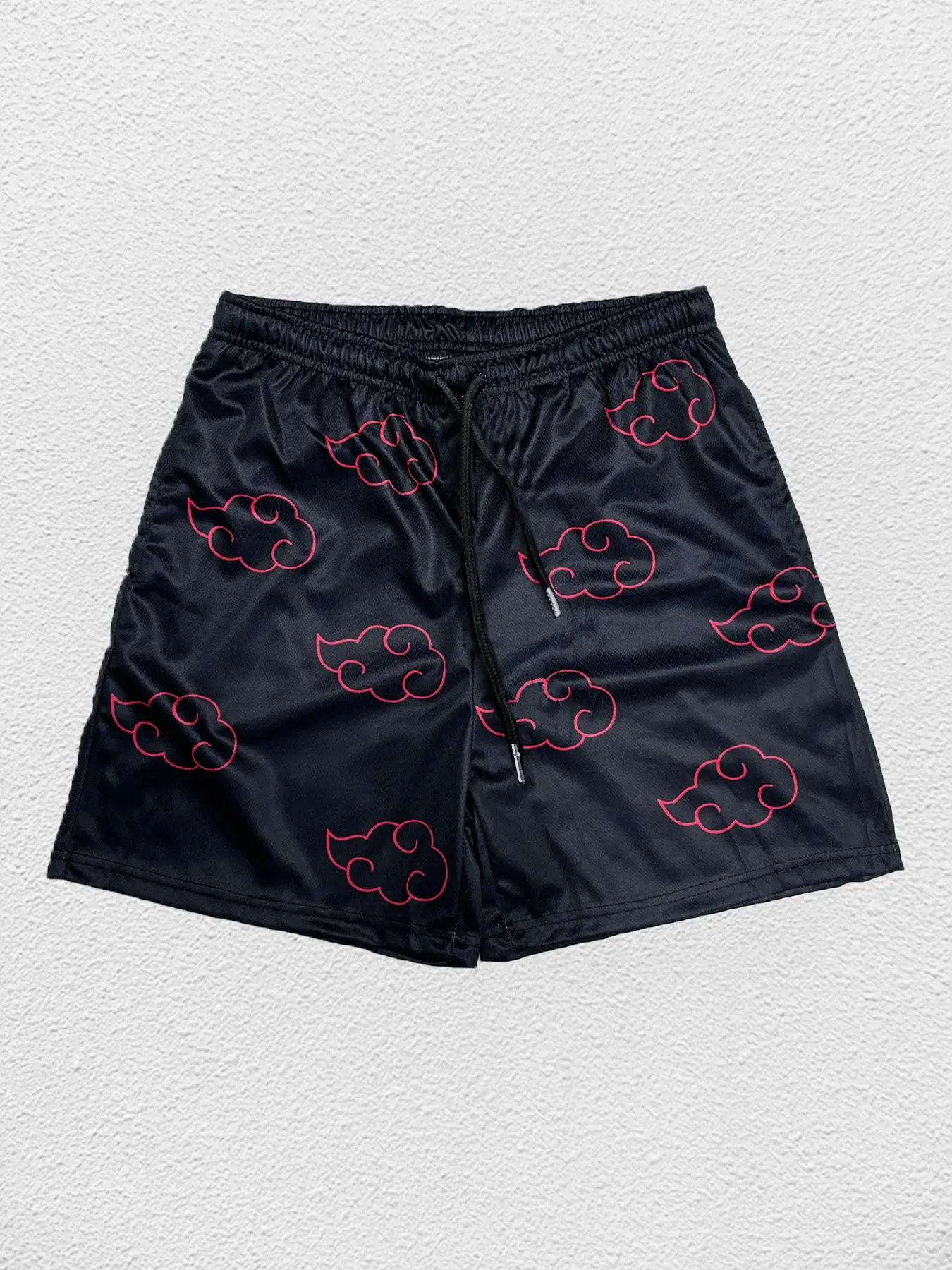 Men's Cloud Print Drawstring Waist Sports Shorts, Regular Fit Casual Breathable Pocket Shorts for Summer, Men's Sportswear for Running Gym Workout, Gy