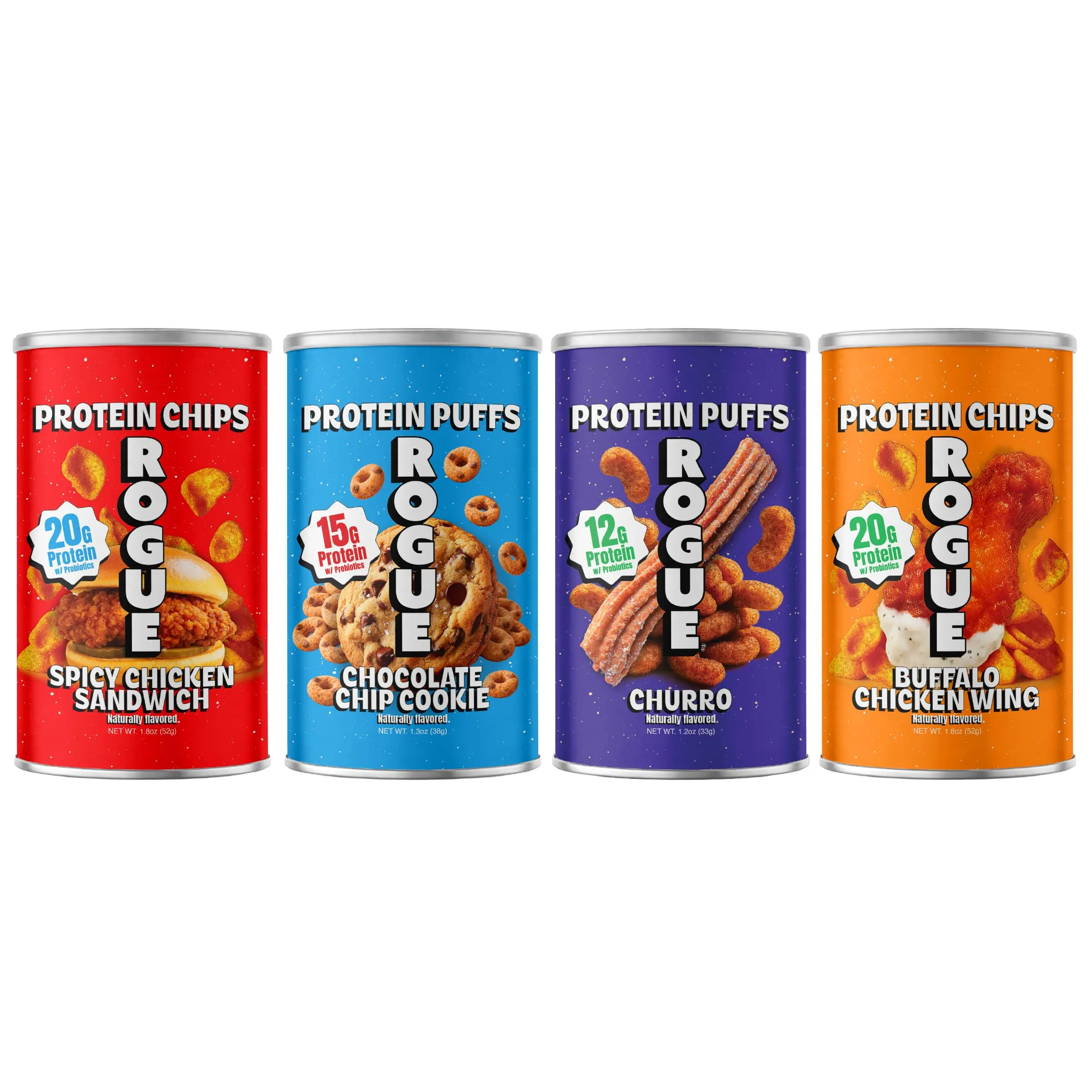 High Protein Snack Variety Pack, Crunchy Protein Chips and Puffs, 4 Flavor Assortment, Probiotic Snack with Bold Seasonings