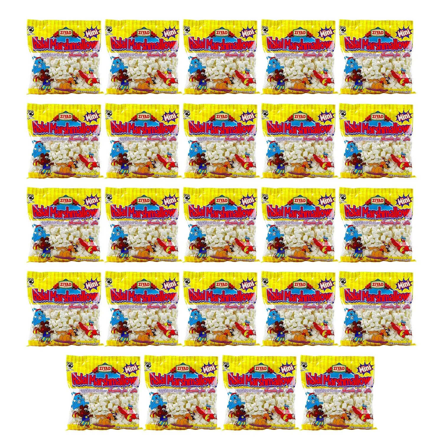 Ziyad Halal Mini Marshmallows 250g (Pack of 24) - Soft & Fluffy for Hot Chocolate & Baking