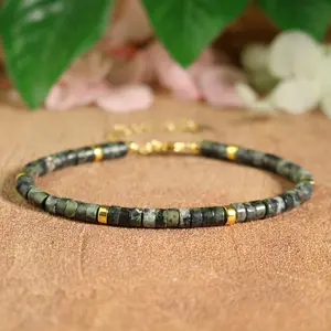 Natural Kambaba Jasper Tube Beaded Bracelet Healing Healing Anxiety Relief Dainty Bracelet Minimalist Bracelet Gift for Women Men
