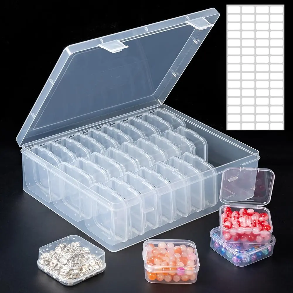 31 PCS Bead Organizer Box, Small Clear Plastic Bead Storage Cases, Rectangle Storage Containers, Suitable for Making Bracelets, DIY Jewelry Crafts, Nail Art, Small Item Organizer