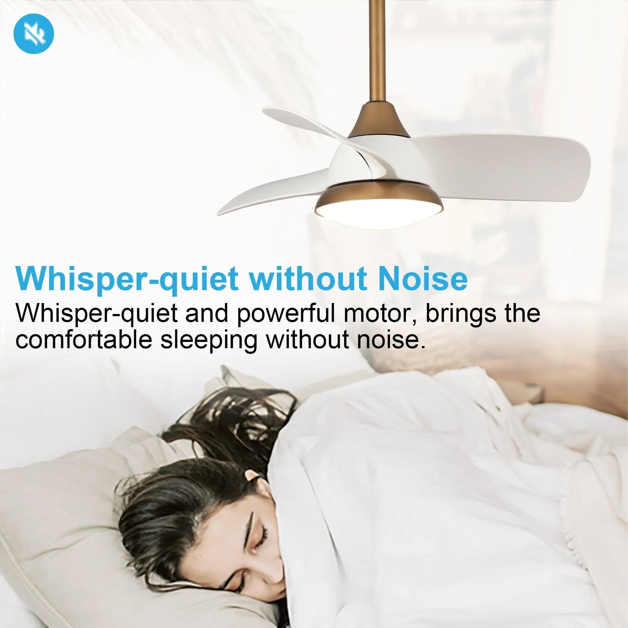 28" Modern DC Motor Ceiling Fan, Downrod Mount, Reversible Blades with Dimmable LED Light & Remote Control