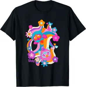 Furby Groovy Vintage 70's Rainbow Floral Waves Poster T-Shirt - Ananavar Shop 21B0CVZD62JV