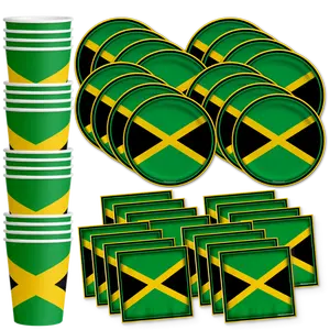 Jamaican Flag Birthday Party Tableware Kit For 16 Guests
