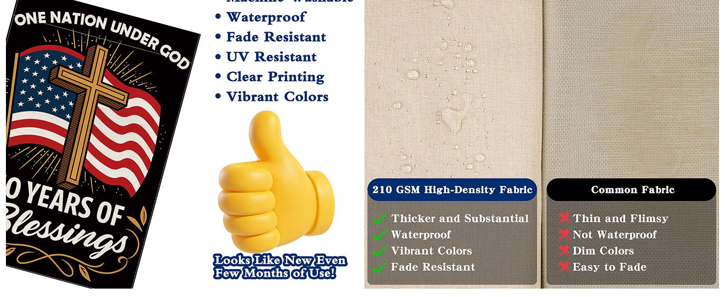 Blessings 250 Years America Garden Flag, 250 Anniversary USA Flag America Patriotic Banner 250 Year One Nation Under God 4th of July Double-Sided Waterproof 1776-2026 Commemorative Flag 12x18 Inch