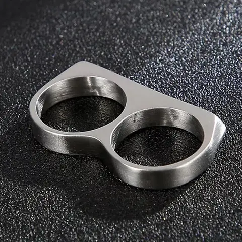 Men's Fashion Hip-Hop Double-Finger Brass Knuckle Rings, Black/Gold/Silver Metal Fashion Statement Jewelry Gift