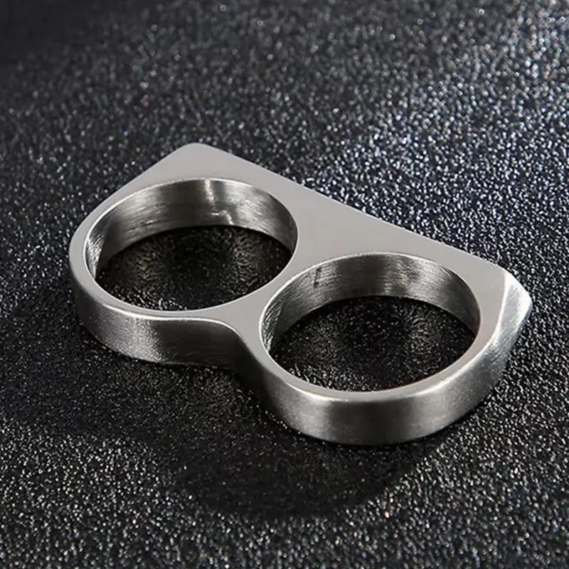 Men's Fashion Hip-Hop Double-Finger Brass Knuckle Rings, Black/Gold/Silver Metal Fashion Statement Jewelry Gift