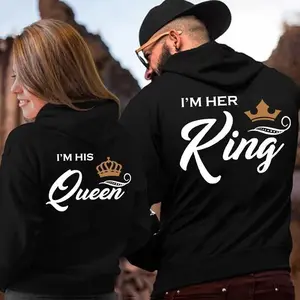I’m His Queen Her King Matching Couple Hoodie 2S–5XL Black Color, His Queen Her King Matching Hoodies, Couple Matching King Queen Hoodies