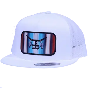 “Sitting Bull” - White Flatbill Trucker SnapBack unique headwear
