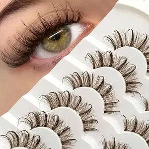 6 pairs of brown wet appearance cross flowers, 6 pairs of transparent bands, false eyelashes, Volume Individual Lashes, and extended makeup tools
