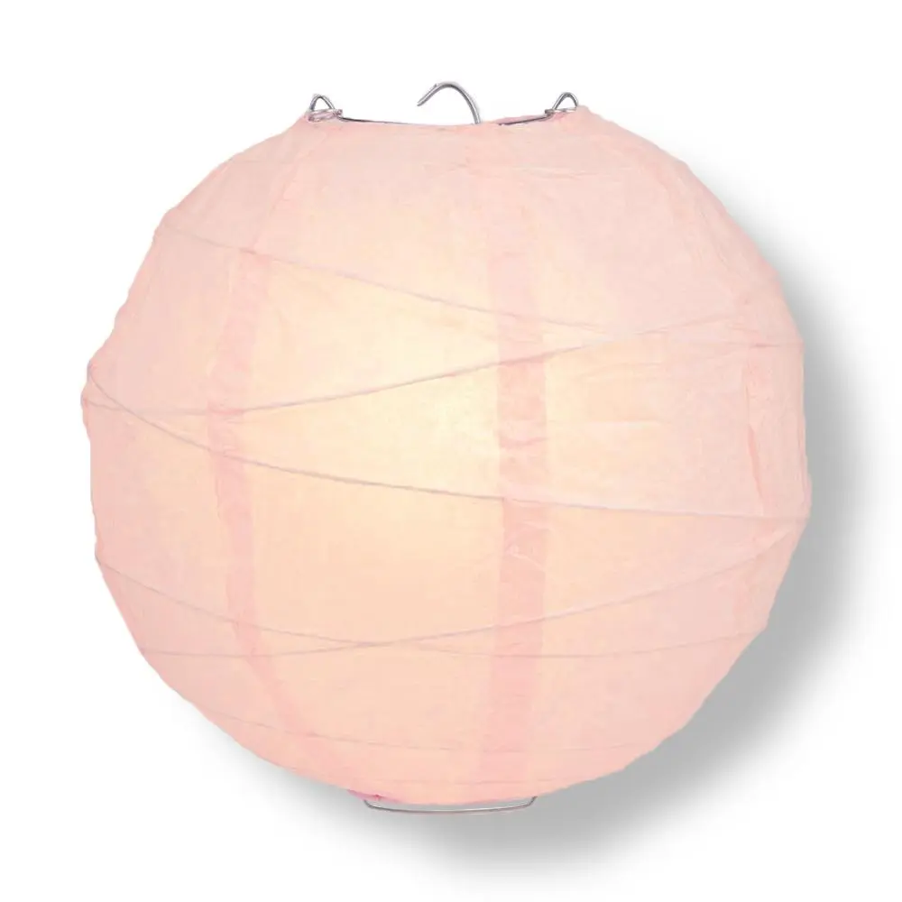 8 Inch Rose Quartz Pink Free-Style Ribbing Round Paper Lantern