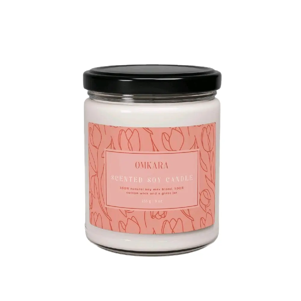 Omkara Scented Soy Candle 9oz Natural Vegan Wax Long Lasting Aroma for Home Fragrance