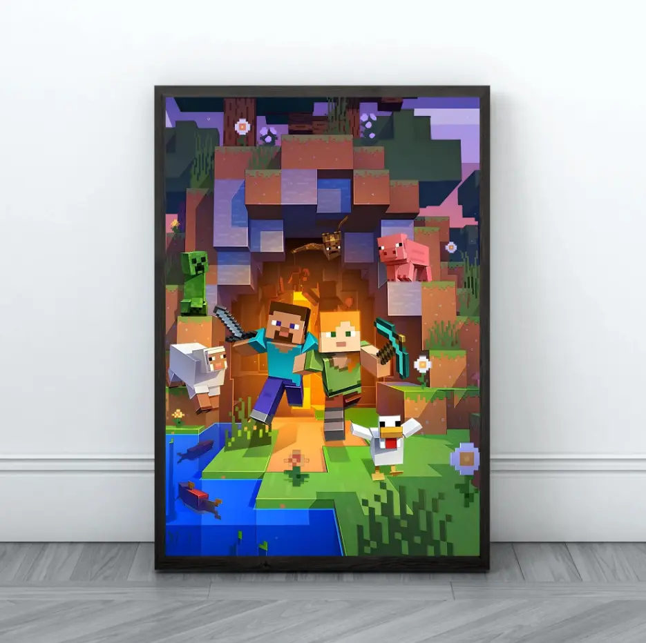 Minecraft Prints, Creeper, Steve, Zombie,Nursery Decor, Video Game Digital Print, Kids Room Decor Wall Art Playroom, Minecraft Wall Art