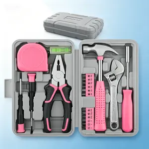 Compact Toolbox Set 20-Piece, Pink Hand Tools for Household and Office Repairs, Starter Basic Tool Kit, Maintenance Essentials with Portable Case, Reusable Durable Tools for Everyday Fixes