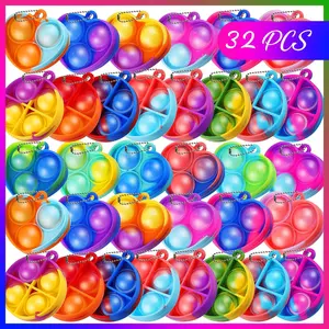 Ester gift-32-Pack Party Favors Pop Fidget Keychains – Mini Fidget Toys for Kids 4-12, Sensory Goodie Bag Stuffers & Classroom Prizes
