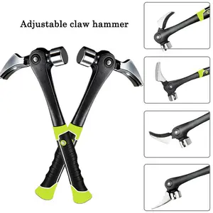 2-in-1 Magnetic Claw Hammer with Indexing Rip Claw 16oz High-Temperature Forged Steel Head for Hard Material Professional Framing Demolition and Woodworking Tool framing  hammer cabo  contra  impacto