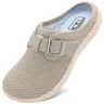 Leisfit Women's Wide Adjustable Elastic Knit Mesh Diabetic Footwear - Rubber, Breathable, Non-Slip Orthopedic Soft Sole Slippers for Elderly Arthritis Relief
