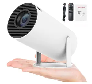 Mini Projector with WiFi and Bluetooth, Portable Projector 4K Support with Auto Keystone, 2025 Upgraded HY300Pro Projectors Compatible with iPhone/Android/Windows/TV Stick/Xbox/HDMI, 180° Rotatable Audio Adapter