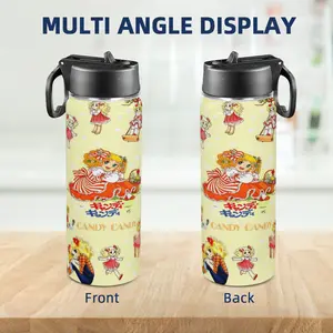 1pc Large 20oz CandyCandy Cute Kawaii Anime Cup with Lid, Double Wall Vacuum Insulated Tumbler, Foldable Straw & Handle, Pastel Aesthetic, TikTok Viral, Cute Gift for Christmas Birthday Valentine's Day