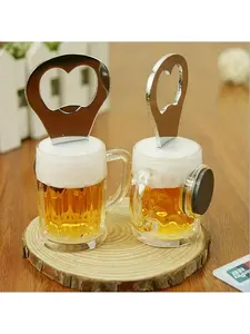 Random Magnetic Beer Bottle Opener Set 1/2/3 Pieces Mug Shape Stainless Steel for Bar Fridge Home Accessory Fun Gift Home Decor Perfect for Beer Lovers Parties