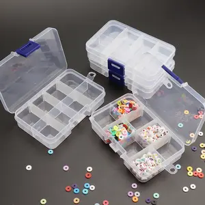 1pc/4pcs/10pcs 8-Compartment Detachable Plastic Storage Box, Transparent Bead Storage Container, Acrylic Jewelry Organizer for DIY Crafts, Clear Plastic Boxes